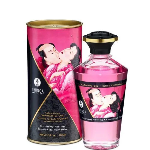 Олія Shunga Aphrodisiac Warming Oil – Raspberry Feeling (100 мл) без цукру, смачна
