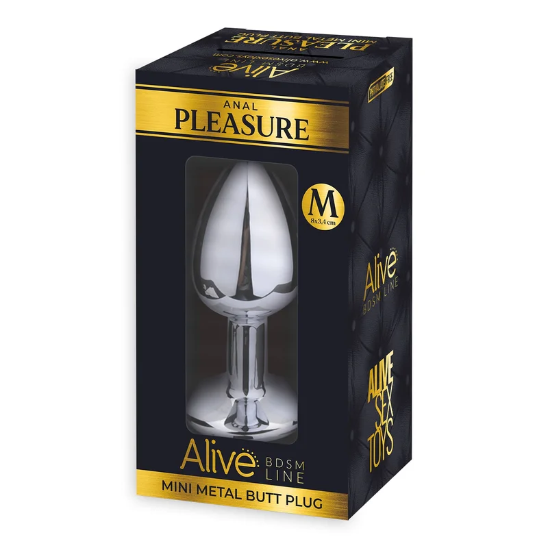Металева анальна пробка із кристалом Alive Mini Metal Butt Plug Pink M